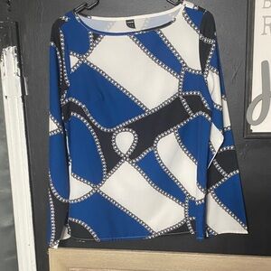 SHEIN Blue and Black Chain Print Long Sleeve Top